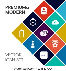 Modern, simple vector icon set on colorful flat background with web, muffin, sweet, scan, computer, cloud, cookie, chocolate, time, health, clock, medical, element, technology, prize, xray, cake icons