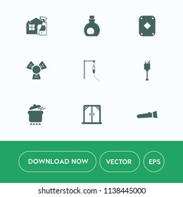 Modern, simple vector icon set on white background with housework, alcohol, mop, cold, poker, house, torch, clean, gambling, lamp, game, fresh, light, bottle, ice, modern, flashlight, oil, meal icons