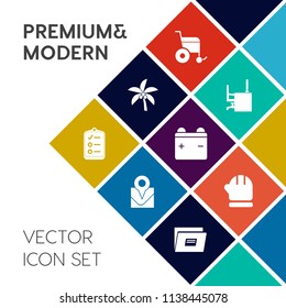 Modern, simple vector icon set on colorful flat background with plant, winter, sign, file, work, computer, list, leaf, cold, disabled, pin, map, tree, disability, checklist, hat, business, table icons