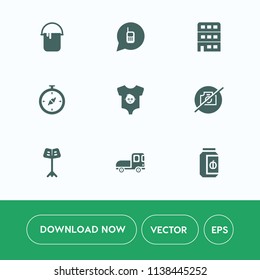 Modern, simple vector icon set on white background with food, interior, connection, musical, transportation, orchestra, no, phone, north, vehicle, city, business, glass, man, picture, home, jam icons