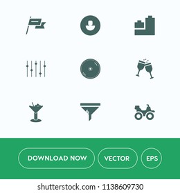Modern, simple vector icon set on white background with head, teddy, toy, cd, conditioner, alcohol, red, clean, equality, country, drink, dirt, wind, duck, filter, play, business, air, user, car icons