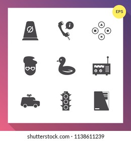 Modern, simple vector icon set on gradient background with center, nature, call, child, video, old, document, service, childhood, transportation, lamp, road, retro, hipster, traffic, fun, play icons
