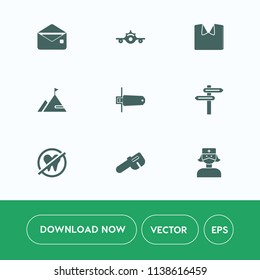 Modern, simple vector icon set on white background with direction, hammer, transport, card, airport, nature, envelope, clothing, health, email, banner, memory, fashion, mountain, trip, new, web icons