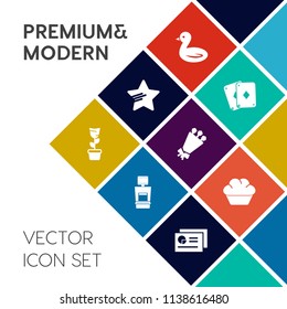 Modern, simple vector icon set on colorful flat background with flower, play, food, scanner, black, sweet, medical, sign, equipment, doughnut, diagnostic, card, green, bouquet, sky, wildlife icons