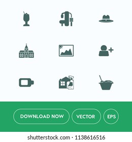 Modern, simple vector icon set on white background with add, lemon, alcohol, exercise, cowboy, energy, battery, texas, gym, lime, beverage, country, spray, glass, cleaner, frame, bar, photo, hat icons