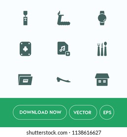 Modern, simple vector icon set on white background with footwear, fork, file, gym, poker, gallon, liquid, casino, card, exercise, drink, gadget, plastic, gambling, object, add, home, device, web icons