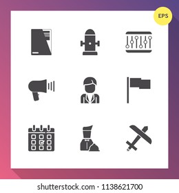Modern, simple vector icon set on gradient background with department, protection, file, schedule, abstract, plane, fire, calendar, waveform, equality, hydrant, paper, timetable, street, waiter icons