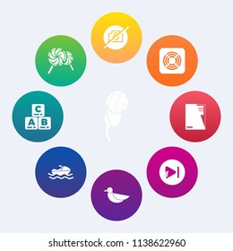 Modern, simple vector icon set on colorful circle backgrounds with mic, file, microphone, document, sky, karaoke, vessel, play, music, wildlife, voice, bird, colorful, dessert, ship, concert, no icons