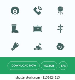 Modern, simple vector icon set on white background with beautiful, home, holiday, entertainment, cooking, blossom, sailboat, sail, makeup, direction, leather, scary, footwear, arrow, mobile, sad icons