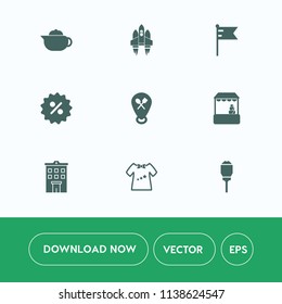 Modern, simple vector icon set on white background with city, building, estate, rocket, kid, store, percent, spaceship, shop, science, lantern, national, lamp, galaxy, cup, sign, pot, real, flag icons