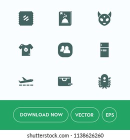 Modern, simple vector icon set on white background with travel, food, team, sign, airplane, child, fridge, boy, bag, baby, social, postage, clothing, airport, kid, interface, character, alien,  icons
