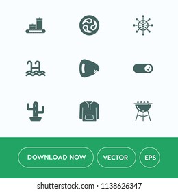 Modern, simple vector icon set on white background with desert, kamon, plant, wheel, cactus, bbq, meat, mon, japan, musical, grill, pool, , barbecue, ship, sign, sport, luggage, bag, nautical icons