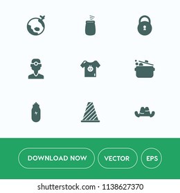 Modern, simple vector icon set on white background with background, safety, clothing, airplane, medicine, kid, protection, lifestyle, clinic, lock, flight, baby, child, fashion, musical, drum icons