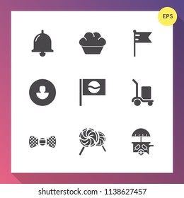 Modern, simple vector icon set on gradient background with lollipop, country, asia, travel, cake, human, vehicle, doughnut, cargo, america, food, warehouse, sound, banner, elegance, dessert, tie icons