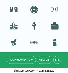 Modern, simple vector icon set on white background with footwear, brush, rocket, bow, hygiene, electricity, holiday, vegas, money, poker, business, sound, drink, fashion, elegance, briefcase icons