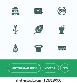 Modern, simple vector icon set on white background with buy, ancient, summer, flower, conditioner, gift, blossom, air, culture, natural, petal, corn, nature, fresh, pink, leaf, bag, landmark, no icons