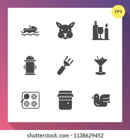 Modern, simple vector icon set on gradient background with sea, boat, dinner, drink, nature, jam, cook, hydrant, rabbit, bunny, ocean, department, stove, water, graphic, happy, jar, easter, cute icons