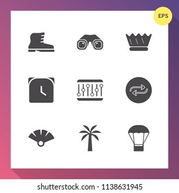 Modern, simple vector icon set on gradient background with royal, change, time, foot, kingdom, replacement, tool, watch, equality, balloon, sensu, wear, hour, zoom, , japanese, footwear, speed icons