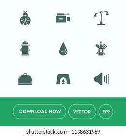 Modern, simple vector icon set on white background with warm, microphone, lawyer, professional, video, dragonfly, volume, christmas, home, fire, sound, service, judge, justice, drink, restaurant icons