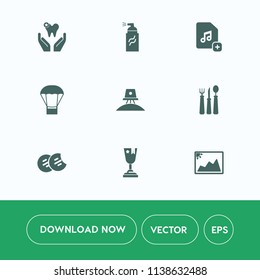 Modern, simple vector icon set on white background with healthy, astronaut, picture, winner, knife, abstract, spoon, wallpaper, care, place, graffiti, grunge, spaceship, award, sweet, dessert icons