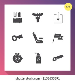 Modern, simple vector icon set on gradient background with grunge, download, patriotism, child, lunch, championship, fast, wind, lock, sign, restaurant, hot, key, work, saw, childhood, cricket icons