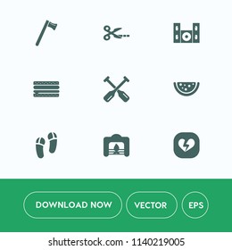 Modern, simple vector icon set on white background with boat, water, work, wrench, black, footwear, home, spanner, watermelon, oar, equipment, speaker, paddle, paper, fast, heart, cheeseburger icons