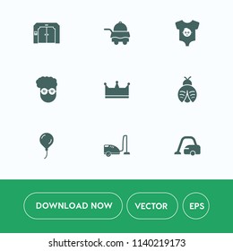 Modern, simple vector icon set on white background with hipster, tray, cleaner, white, decoration, home, fashion, graphic, cute, domestic, food, fly, child, bug, sign, baby, butterfly, vacuum icons