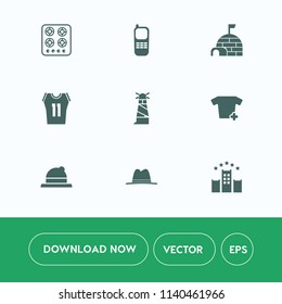 Modern, simple vector icon set on white background with hot, stationary, headwear, game, gas, light, telephone, clothes, basketball, nature, snow, appliance, kitchen, north, ocean, cook, style icons