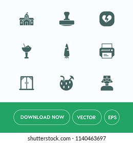 Modern, simple vector icon set on white background with drink, carrot, window, home, city, vegetable, care, print, party, university, post, health, equipment, certificate, beverage, love, nurse icons