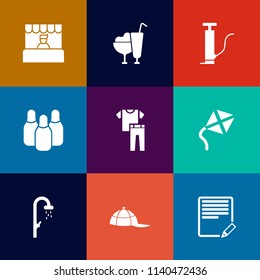 Modern, simple vector icon set on colorful flat backgrounds with sign, vanilla, oil, shirt, grocery, food, supermarket, store, edit, bowling, hat, white, buy, sport, clothes, bath, hygiene, shop icons