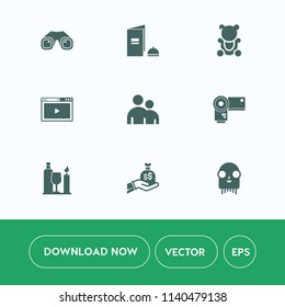 Modern, simple vector icon set on white background with internet, camera, military, finance, man, zoom, fiction, cute, sack, paper, space, media, tool, people, book, travel, ufo, drink, glass icons