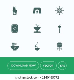 Modern, simple vector icon set on white background with chinese, dinner, dental, architecture, barbecue, rudder, cooking, room, health, wine, soup, warm, fire, alcohol, drink, home, hygiene, art icons