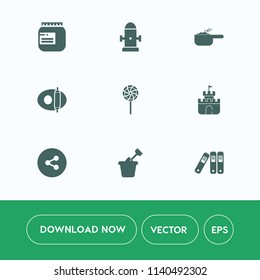 Modern, simple vector icon set on white background with department, sand, jam, emergency, background, pan, sandbox, pot, lunch, meat, candy, equipment, sweet, street, child, glass, food, sign icons