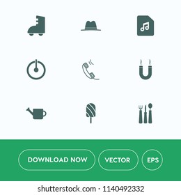 Modern, simple vector icon set on white background with web, sign, button, dessert, hat, magnet, mobile, roller, art, gardening, skating, internet, skate, science, switch, power, knife, phone icons