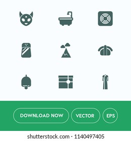 Modern, simple vector icon set on white background with sky, fish, alarm, seasoning, shower, toilet, female, sushi, cooling, food, gift, landscape, blue, extraterrestrial, salt, creature, air icons
