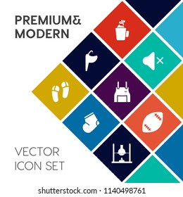 Modern, simple vector icon set on colorful flat background with mute, stadium, slipper, interface, volume, espresso, coffee, water, science, hygiene, equipment, laboratory, web, warm, drink, tap icons
