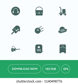 Modern, simple vector icon set on white background with freight, ice, bowling, container, spaceship, box, female, double, bed, summer, furniture, spacecraft, vanilla, black, delivery, pin, ufo icons