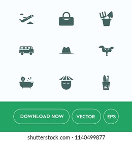 Modern, simple vector icon set on white background with child, asian, travel, hat, japanese, tool, aircraft, bath, fitness, speed, background, sand, young, happy, sport, road, kid, people, white icons
