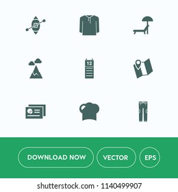 Modern, simple vector icon set on white background with calendar, nature, clothing, style, boat, transportation, fashion, road, chart, blue, sailboat, hat, vacation, sky, clothes, landscape, sea icons