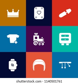 Modern, simple vector icon set on colorful flat backgrounds with technology, pendulum, play, t-shirt, lash, belt, gambling, card, girl, casino, mascara, train, transport, sign, equipment, poker icons