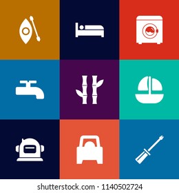Modern, simple vector icon set on colorful flat backgrounds with clean, boat, chinese, crane, ship, clothes, asia, science, sign, sea, asian, canoe, ocean, kayaking, housework, vehicle, canoeing icons
