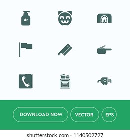Modern, simple vector icon set on white background with bath, care, fire, fireplace, animal, meal, winter, dinner, christmas, flag, pet, oven, cooking, sign, clean, phone, meat, kitty, bottle icons
