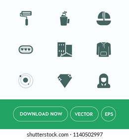 Modern, simple vector icon set on white background with coffee, ship, roller, tea, roll, sign, dental, diamond, galaxy, ocean, paint, healthy, gem, beverage, real, transportation, cup, health icons