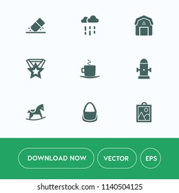 Modern, simple vector icon set on white background with farming, erase, fire, image, coffee, raindrop, education, picture, office, erasing, wood, wet, medal, cafe, water, fashion, school, barn icons
