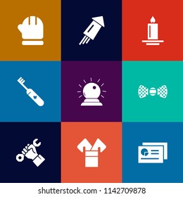 Modern, simple vector icon set on colorful flat backgrounds with builder, fire, fashion, decoration, graph, hat, scarf, sorcery, clean, magic, cold, holiday, helmet, warm, industry, celebration icons