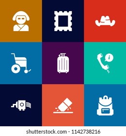 Modern, simple vector icon set on colorful flat backgrounds with picture, blank, education, sign, oriental, decoration, japanese, beautiful, art, female, border, bag, grater, photo, travel, food icons