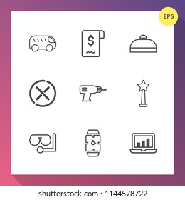 Modern, simple vector icon set on gradient background with logo, sea, estate, graphic, bus, stop, work, laptop, screen, chart, machine, no, transportation, web, tourism, sign, success, business icons