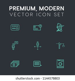 Modern, simple vector icon set on dark grey background with meat, currency, card, food, grilling, communication, chatting, barbecue, grilled, cooking, business, location, fire, map, person, saw icons