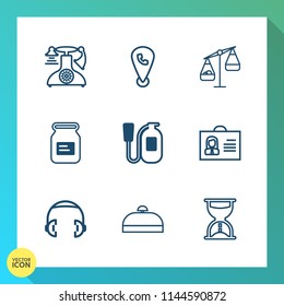 Modern, simple vector icon set on gradient background with antique, container, mobile, safety, phone, trip, danger, classic, can, sand, balance, timer, internet, retro, communication, time, tin icons