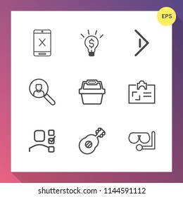 Modern, simple vector icon set on gradient background with technology, diving, identity, music, white, right, connection, stop, television, equipment, next, guitar, businessman, creativity, sea icons